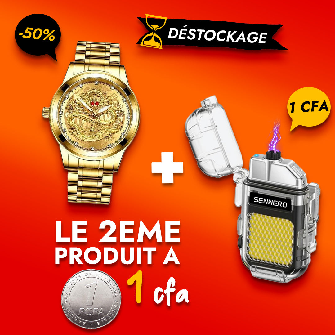 Briquet À Arc Transparent Rechargeable + Montre Dragon  Offre-gb