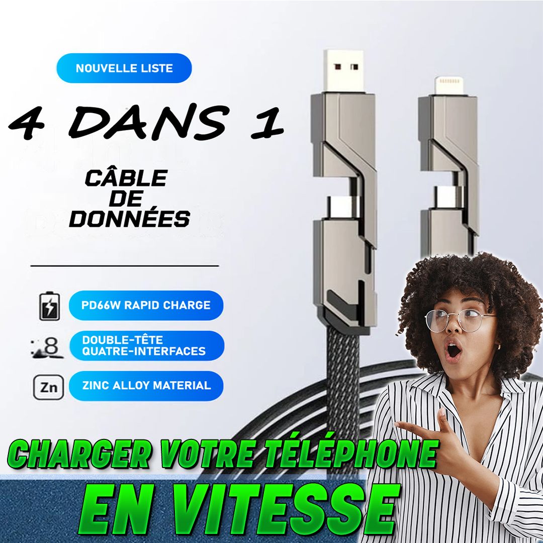 Câble de Chargeur Tressé 4-en-1 avec Velcro-GB