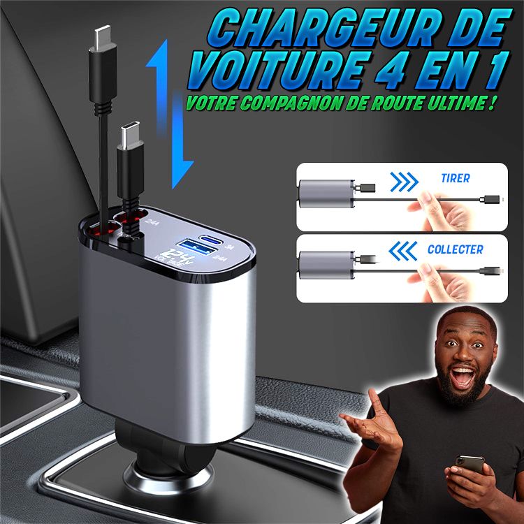 Chargeur de voiture rétractable à charge rapide- SN